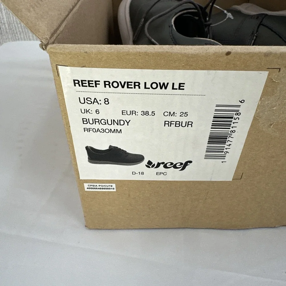 Reef Rover Low LE Sneakers Womens 8 Burgundy Leather Casual Lace-Up Loafer